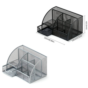 Desk Top Organizer 6 Compartments w/1 Drawer Metal Mesh (choose your color) 5.5"x8.65'x5"H