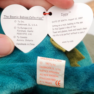 1997 Beanie Babies 4 Pack- Iggy the Iguana, Rainbow the Iguana, Rainbow the Chameleon and Iggy the Tie Die Iguana