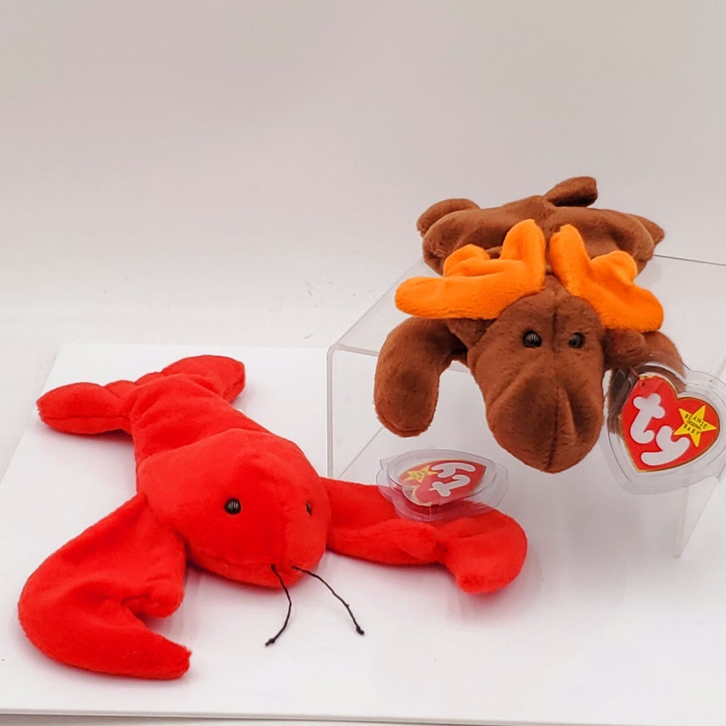 1993 Beanie Babies 2 Pack-Chocolate the Moose and Pinchers the Lobster