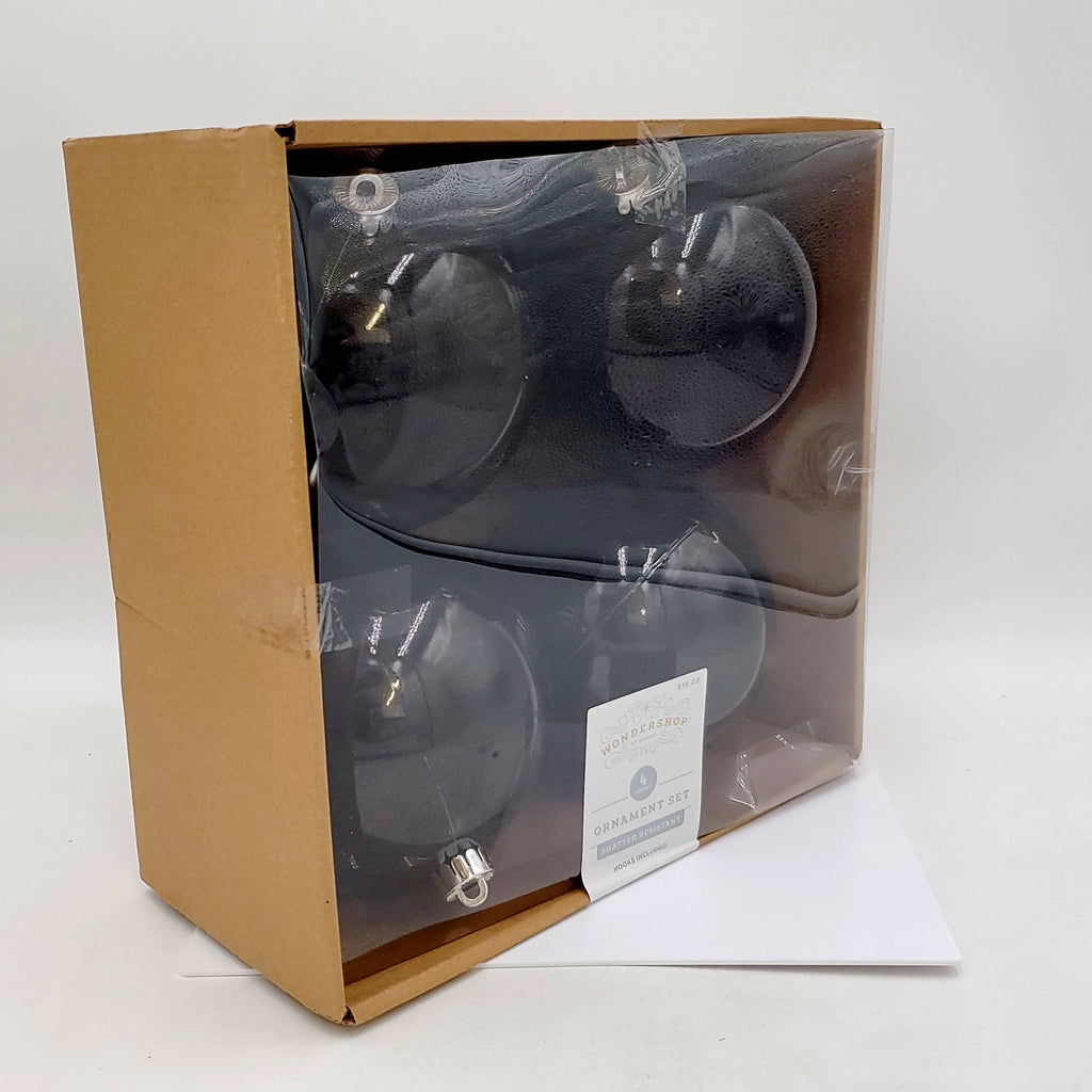 Wondershop 4 pc Black Ornament Set Shatter Resistant