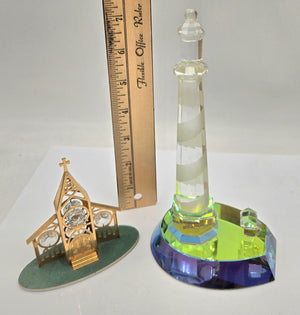 Austrian Crystal set - 2 pieces Light house & gold plated Church (75 Tickets Available)