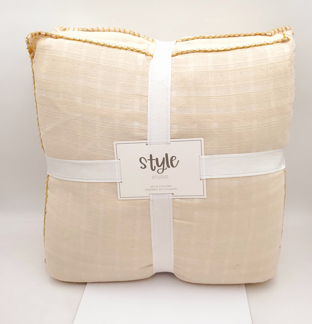 Style Woven Stripe Whipstitch Pillow 20" x 20"-2 Pack