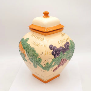 Nonni's Biscotti Cookie Jar Handmade Embossed Written On Canister