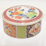 Vintage Porcelain Lidded Trinket Jewelry Box with Floral and Bird Design-Made in Japan
