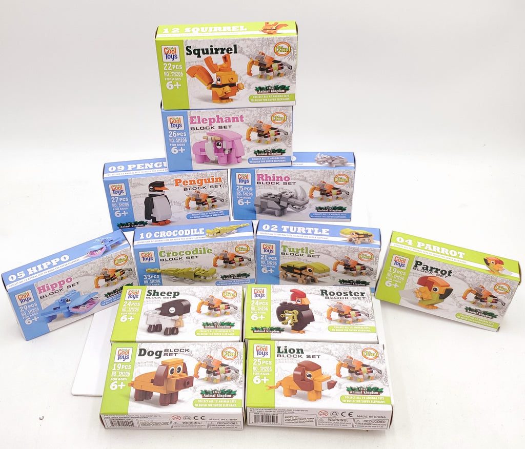 12 in 1 Animal Kingdom Block Sets- Collect All 12!