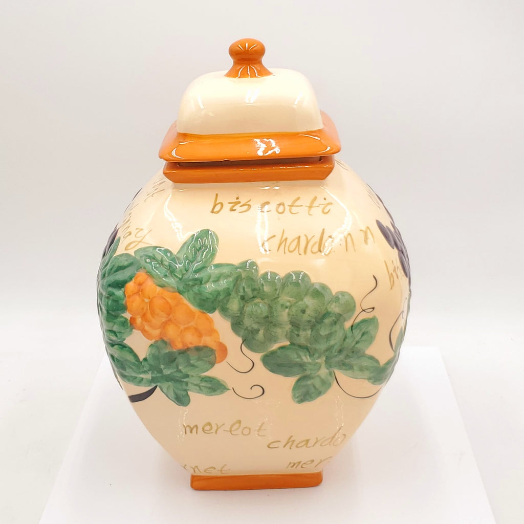 Nonni's Biscotti Cookie Jar Handmade Embossed Written On Canister