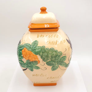 Nonni's Biscotti Cookie Jar Handmade Embossed Written On Canister