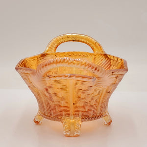 Northwood Marigold Carnival Glass Round Bushel Basket