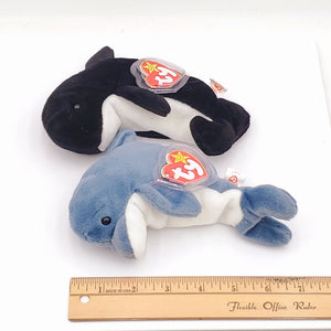 1996 Beanie Babies 2 Pack-Waves the Whale and Echo the Dolphin