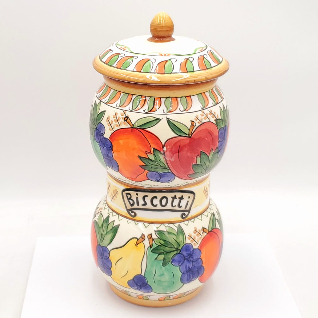 Vintage Handmade & Hand Painted Ceramic Biscotti Cookie Jar for Nonni's