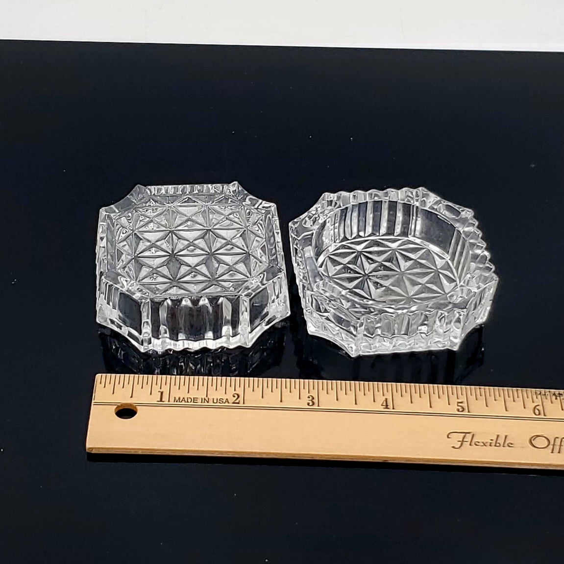 Crystal Lead Glass Trinket Dish Set of 2