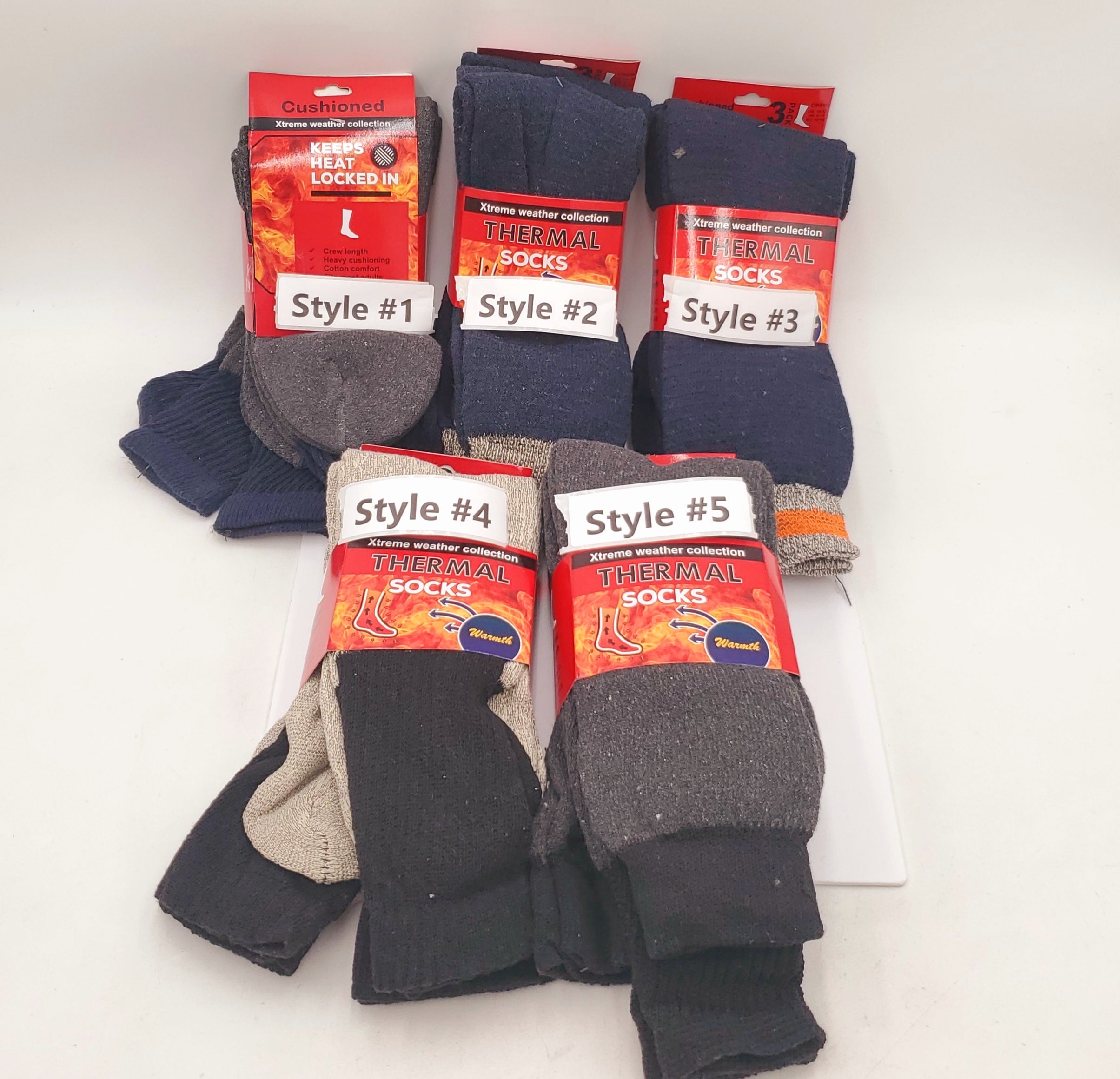 3 Pair Thermal Socks in Assorted Colors and Designs in Size 10-13