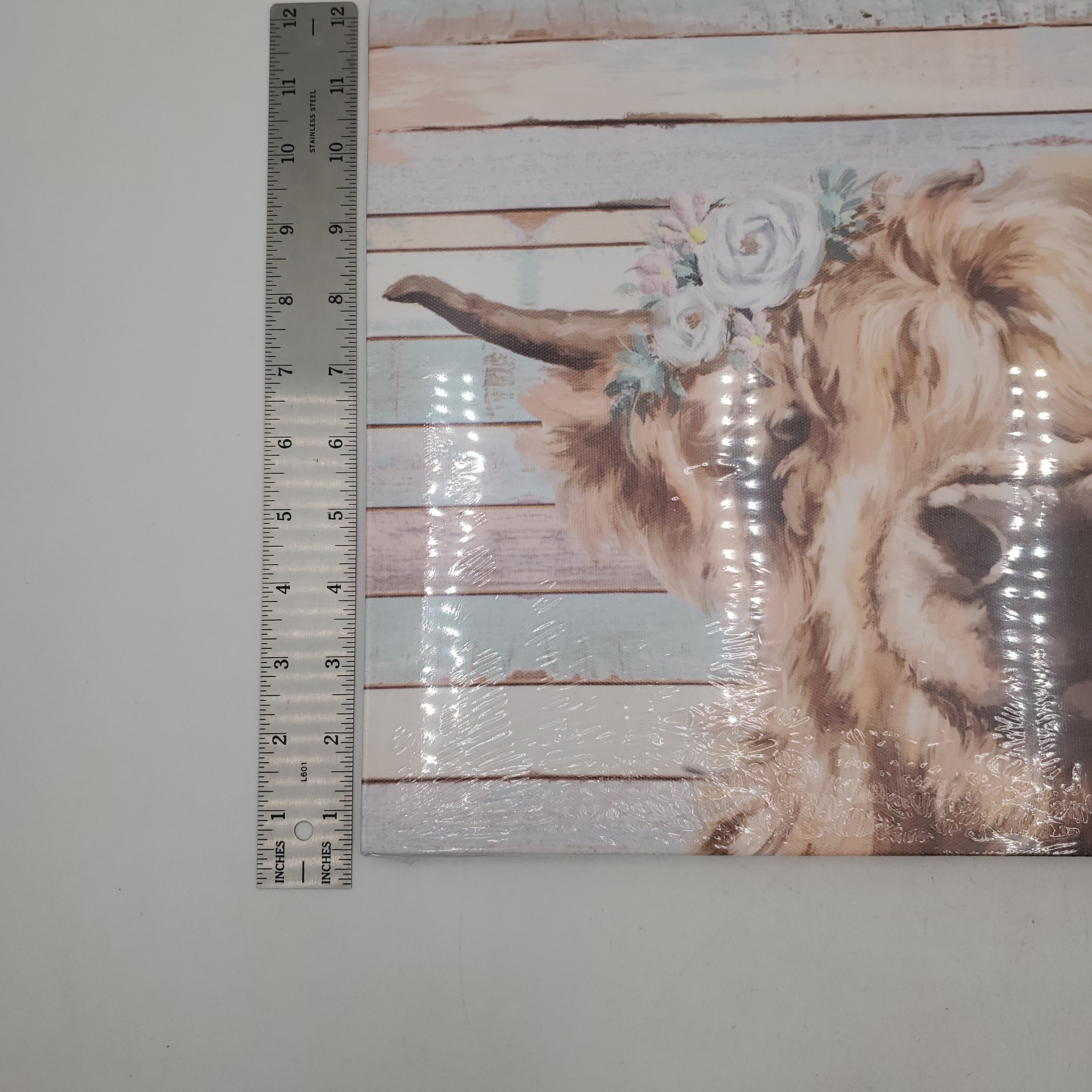 Blue and White Background and Cow Canvas Painting