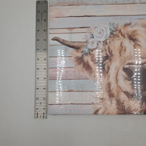 Blue and White Background and Cow Canvas Painting