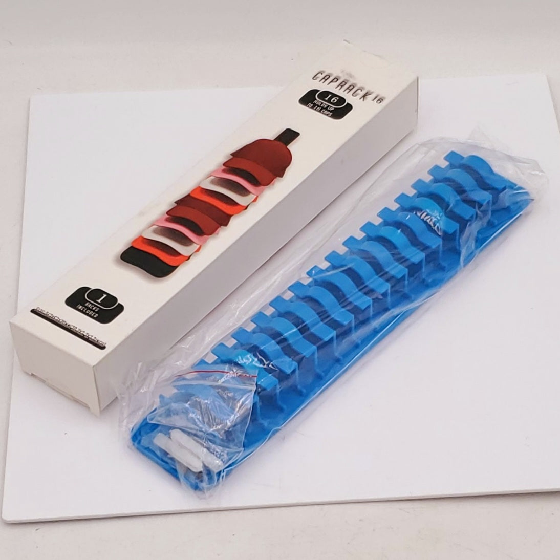 Hat Organizer for Baseball Caps, 1 Pack Hat Rack Adhesive Hat Hooks for Wall Hold Up to 16 Hats, 10.3 * 2.1 inch Hat Storage Display Hat Hanger Holder for Door Closet-Blue