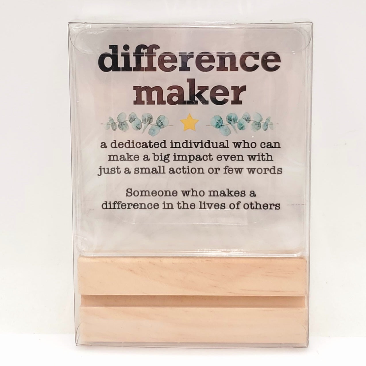Difference Maker Thank You Appreciation Gift for Women Men Coworkers Employee Mentor Boss Leader Coach Teacher, Retirement Motivational Office Desk Decor Acrylic Sign, 4 x 4 Inches