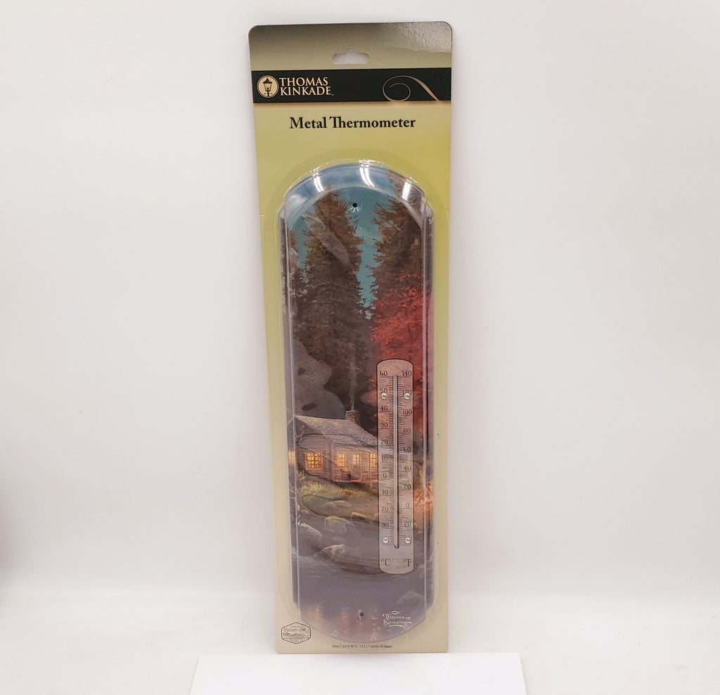 OURDOOR METAL THERMOMETER-THOMAS KINKADE "AWAY FROM IT ALL"
