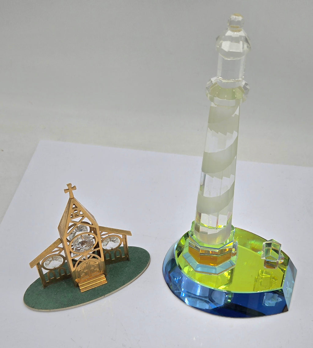 Austrian Crystal set - 2 pieces Light house & gold plated Church (75 Tickets Available)