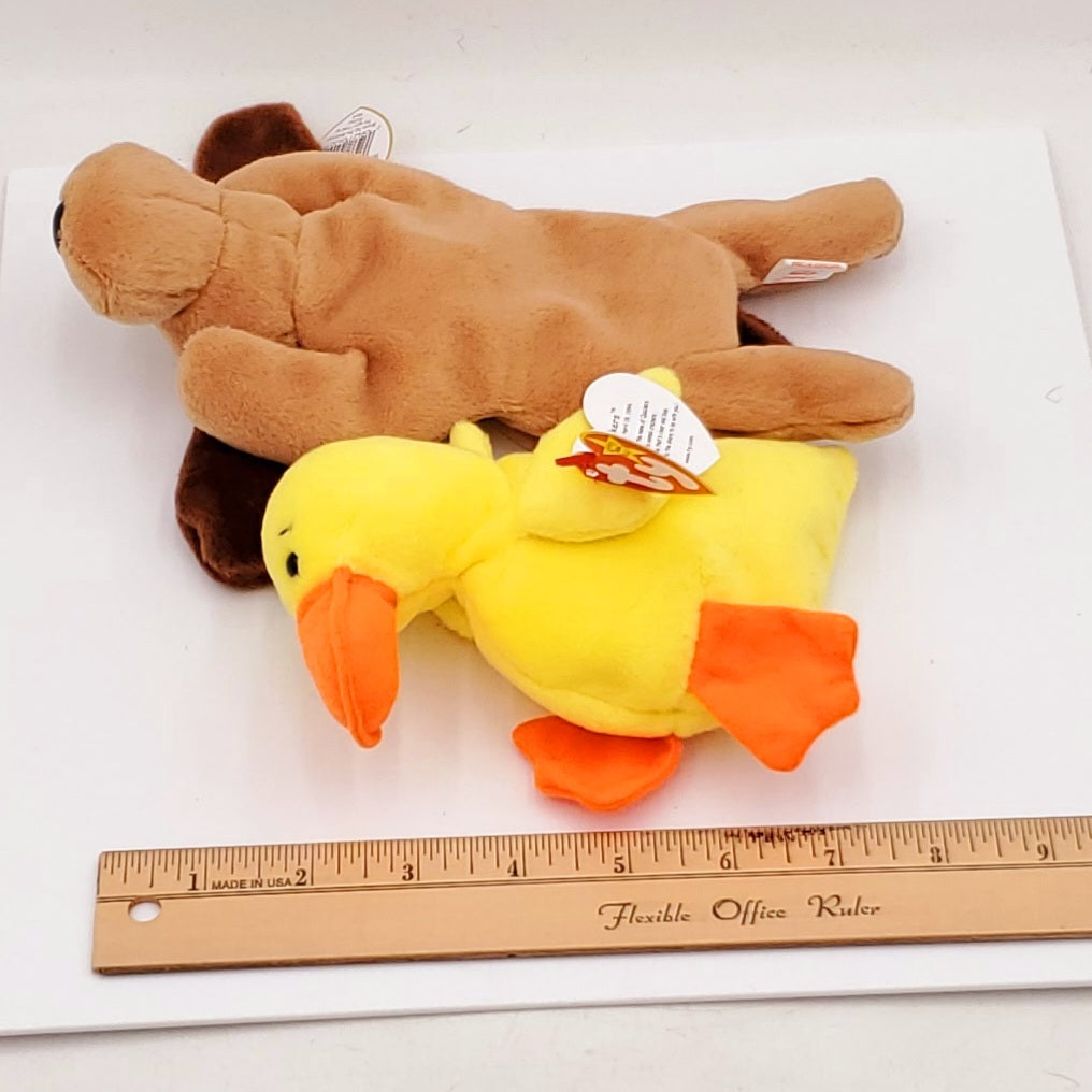 1994 Beanie Babies 2 Pack-Bones the Dog and Quackers the Duck