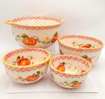 4 pc Set of Temptations Pumpkin Patch Old World Ovenware Nesting Bowls by Tara