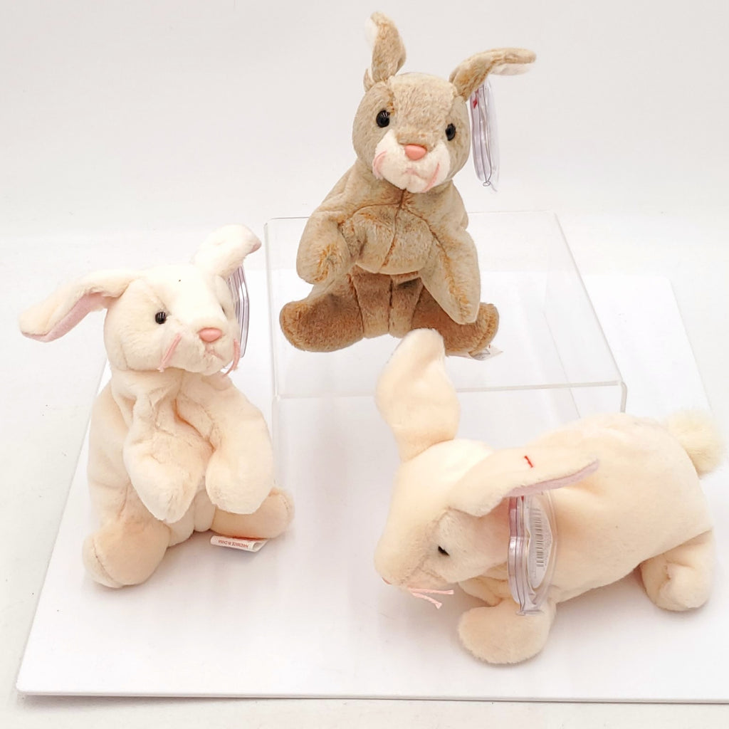 1998 Beanie Babies 3 Pack- Nibbly the Rabbit and 2 of the Nibbler the Rabbits
