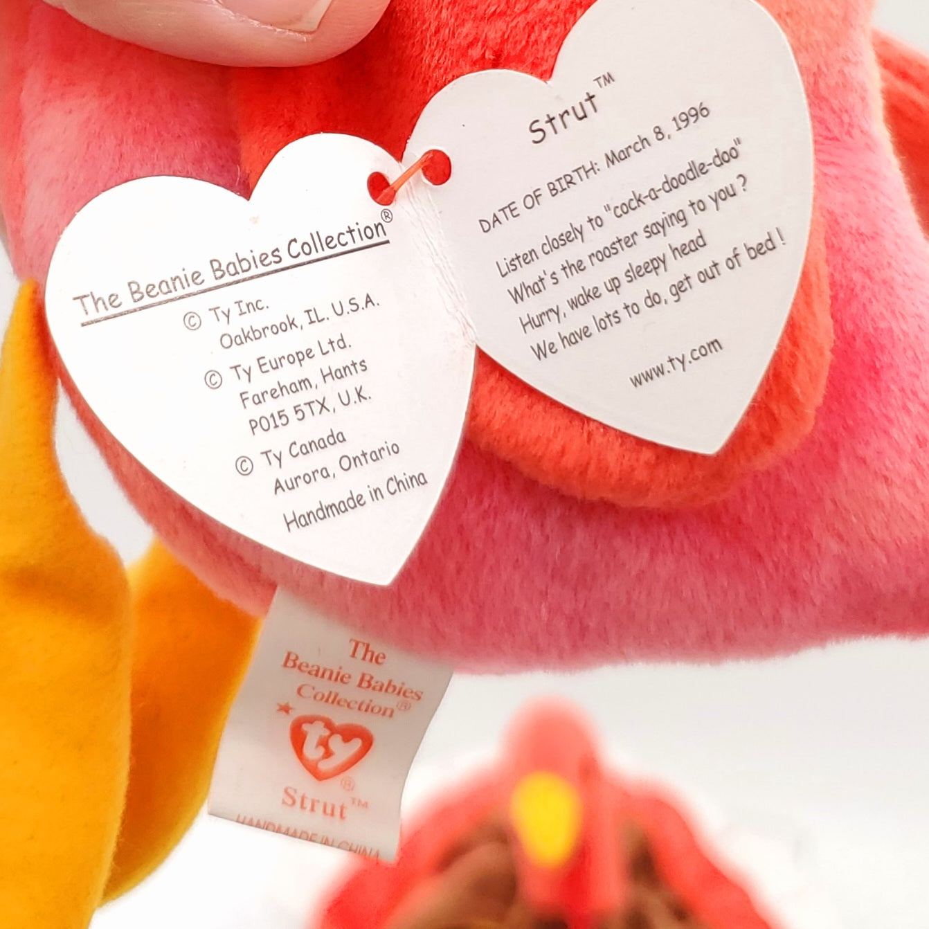 1996 Beanie Babies 2 Pack-Gobbles the Turkey and Strut the Rooster