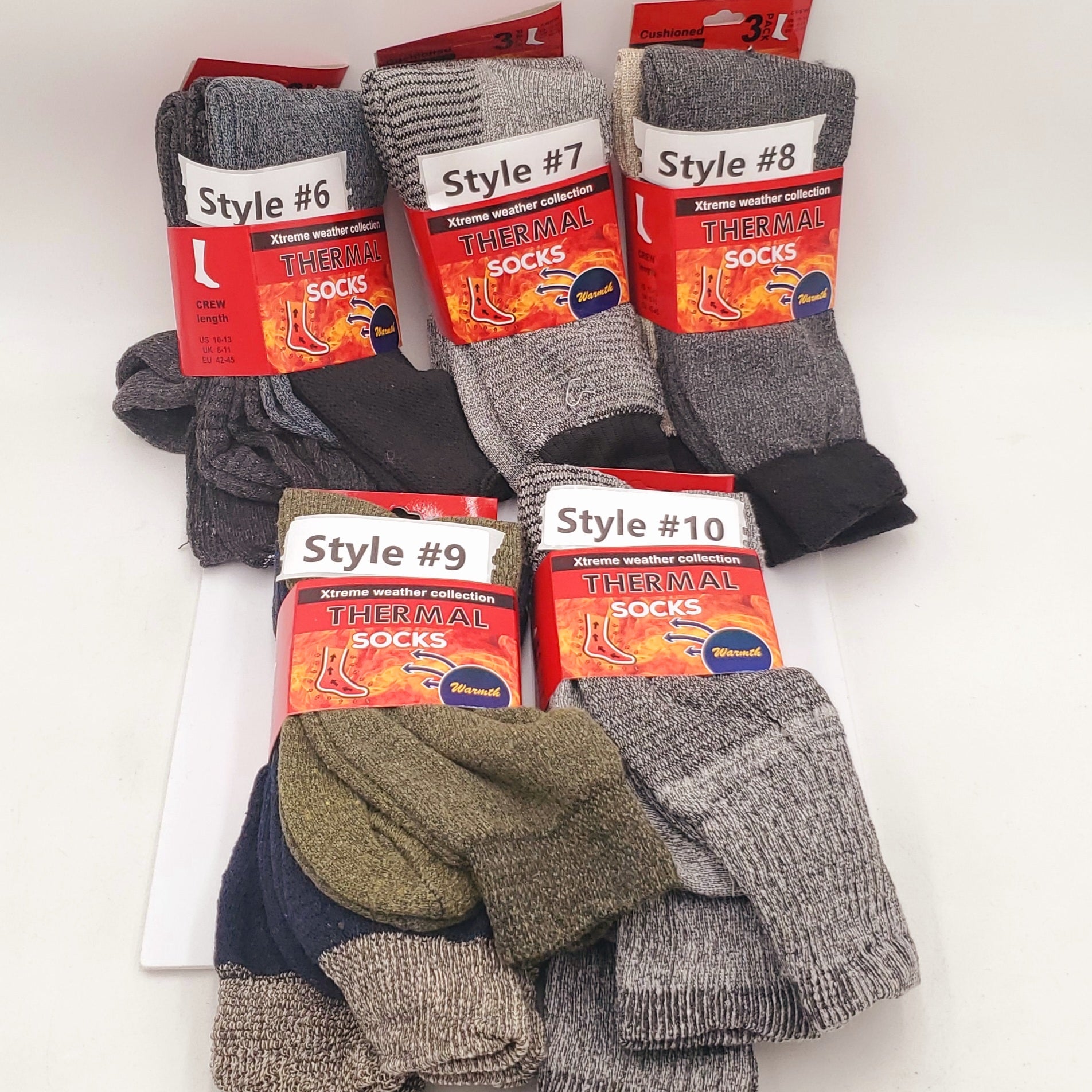 3 Pair Thermal Socks in Assorted Colors and Designs in Size 10-13