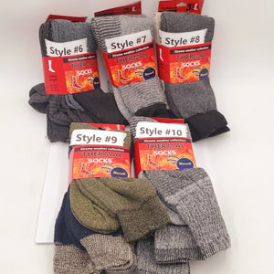 3 Pair Thermal Socks in Assorted Colors and Designs in Size 10-13