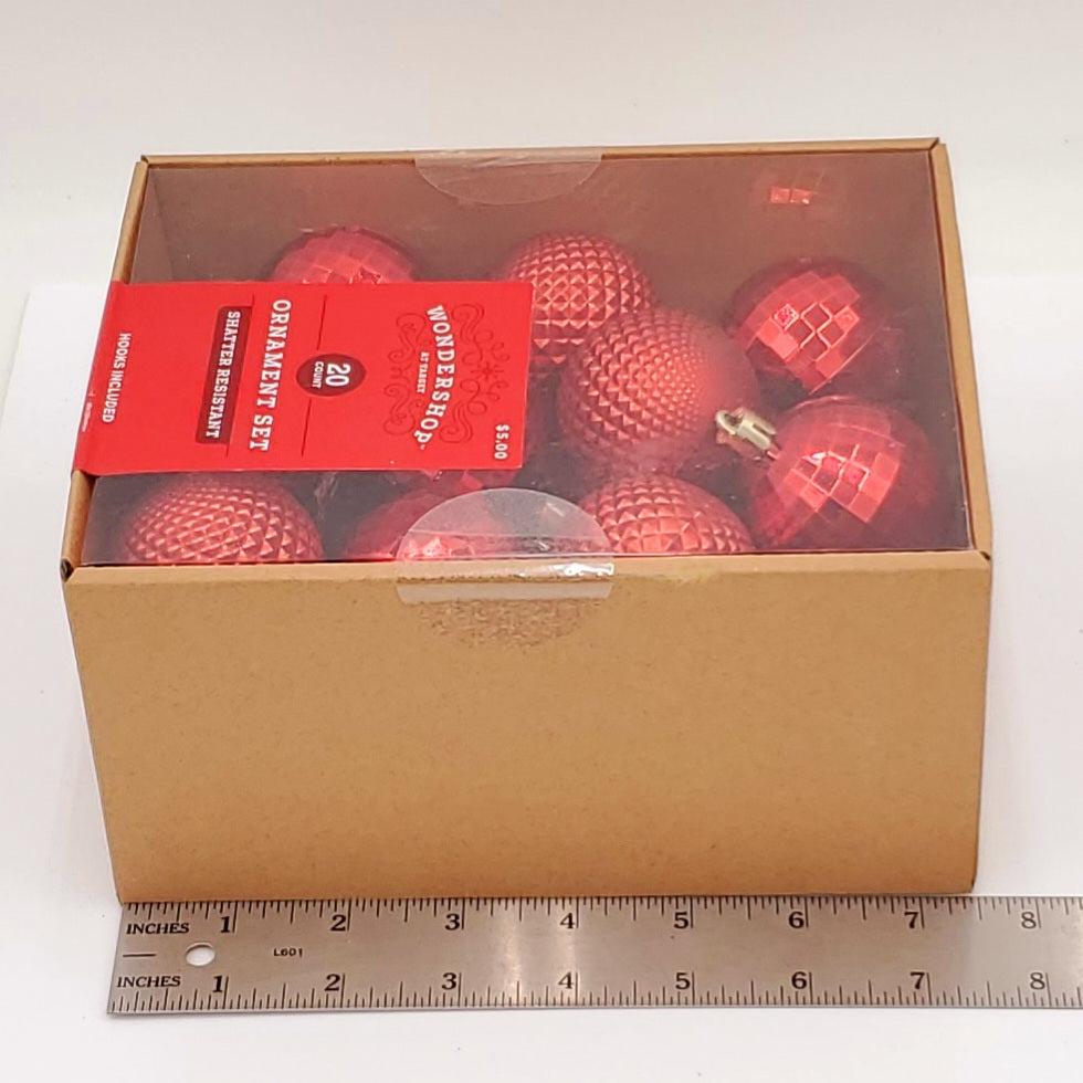 Wondershop 20 pc Red Ornament Set Shatter Resistant Hooks Included