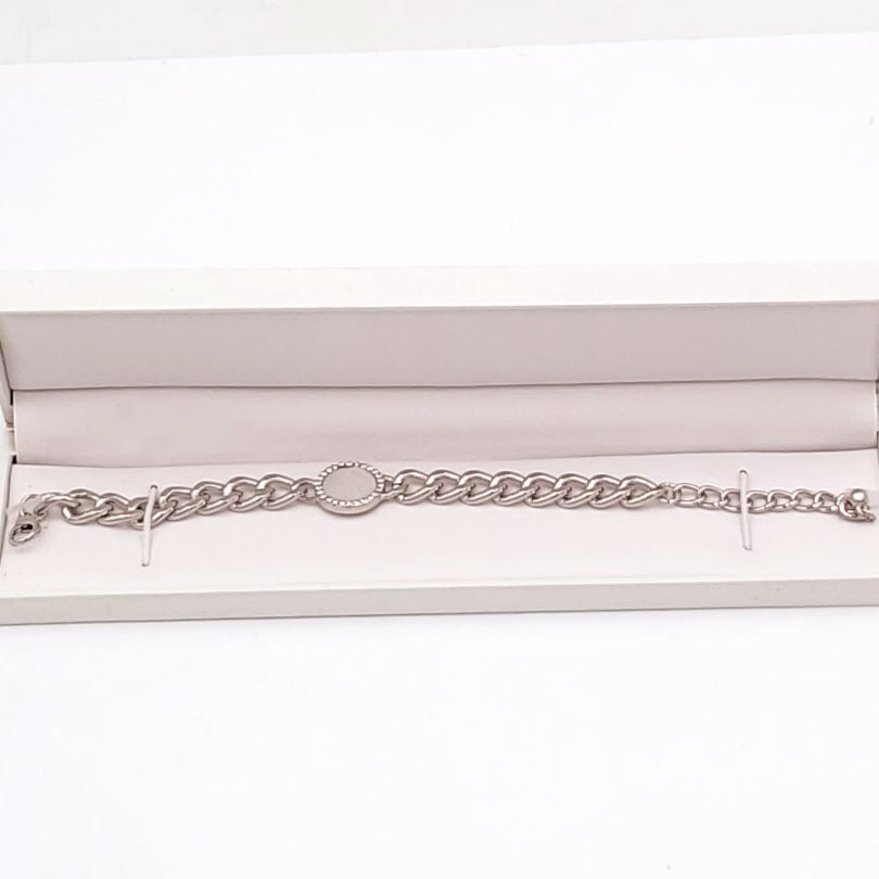 Link Chain Bracelet with Round Stone-Choose your Favorite!