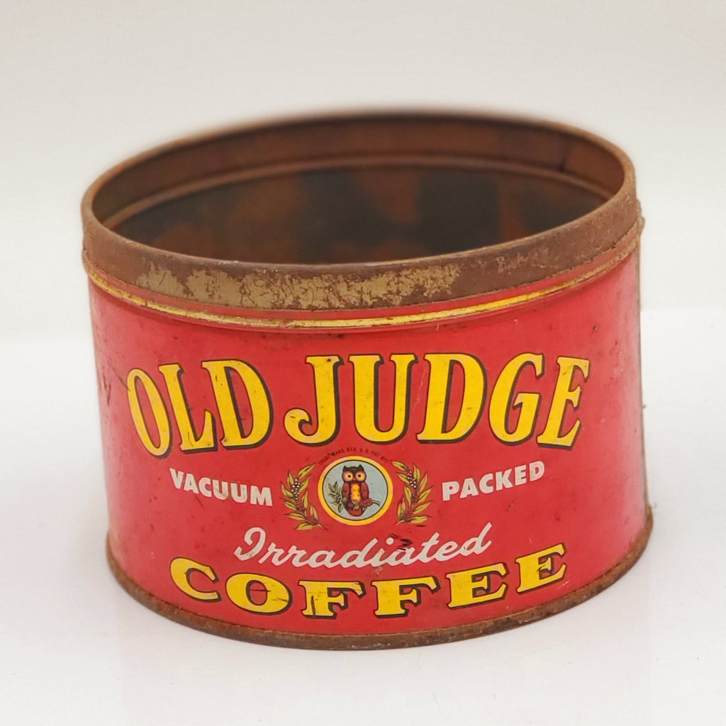 Vintage Old Judge Coffee Tin "Irradiated Coffee"