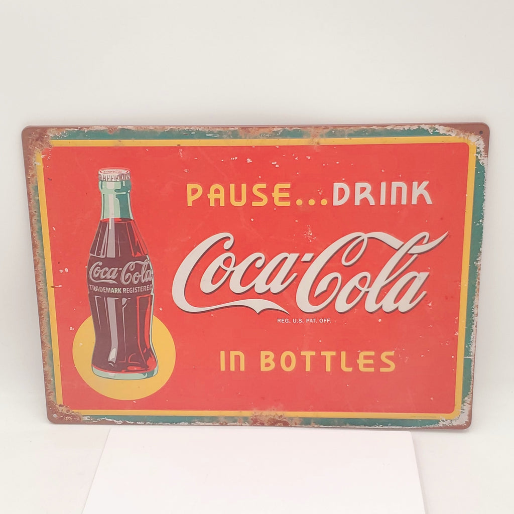 METAL SIGN-12" X 17" PAUSE DRINK COCA-COLA