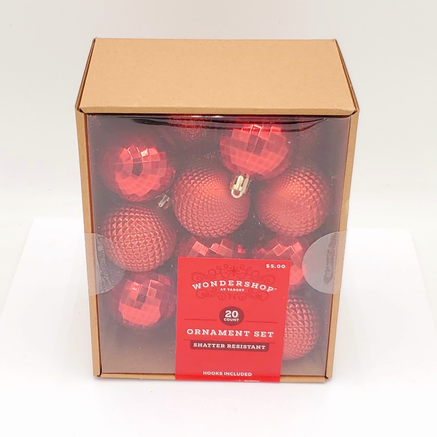 Wondershop 20 pc Red Ornament Set Shatter Resistant Hooks Included