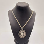 Handcrafted Sweden Retro Modernist Medal Tin/Pewter Necklace