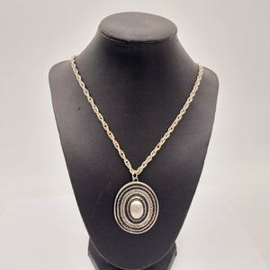Handcrafted Sweden Retro Modernist Medal Tin/Pewter Necklace