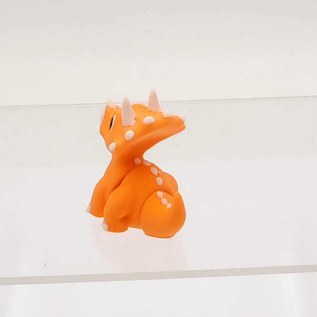 Orange  Triceratops 3D Printed Pocket Pet