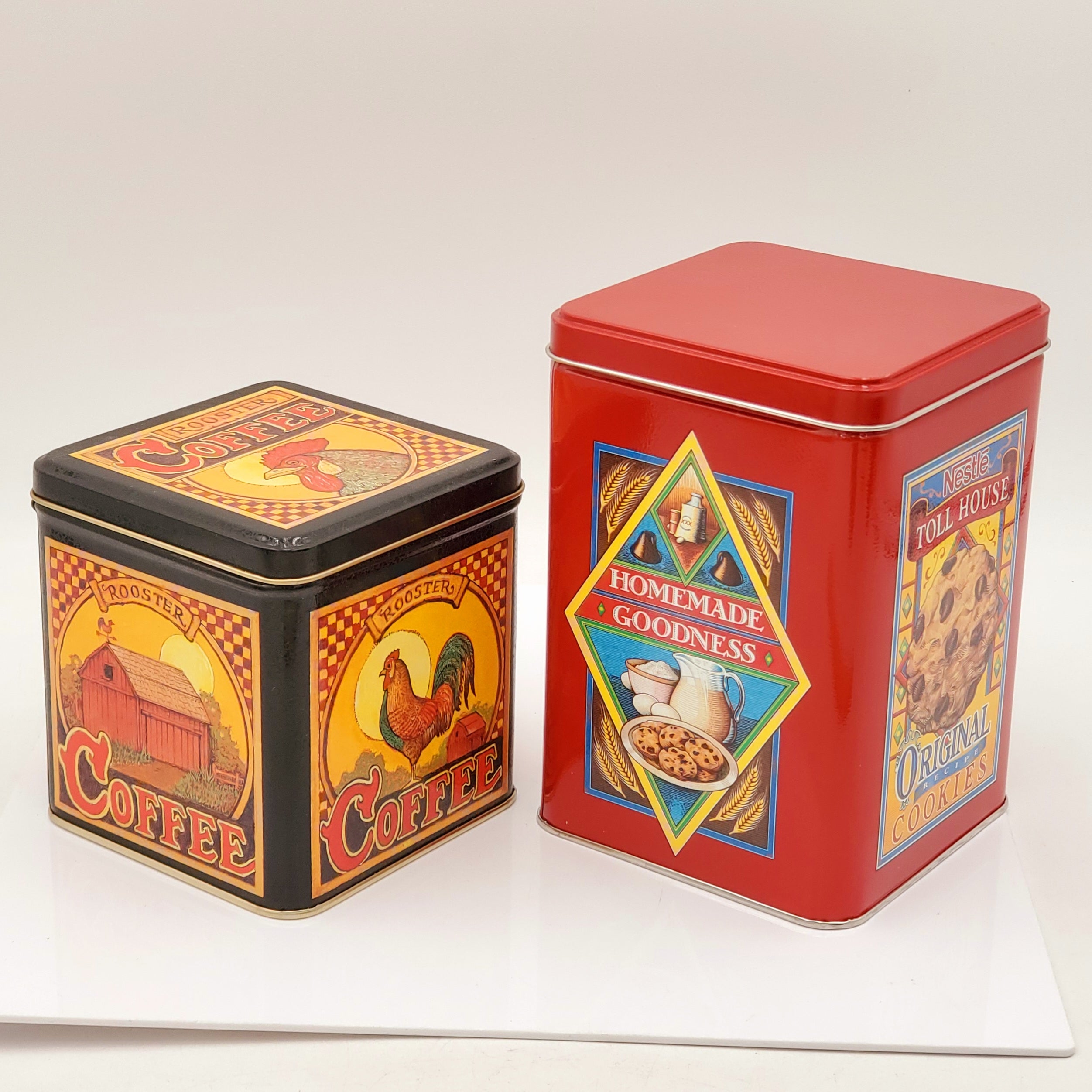 2 Piece Rooster Coffee and Nestle Toll House Tin Set