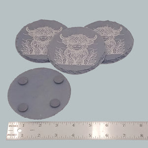 4 pack Highland Cow Slate Coater Set