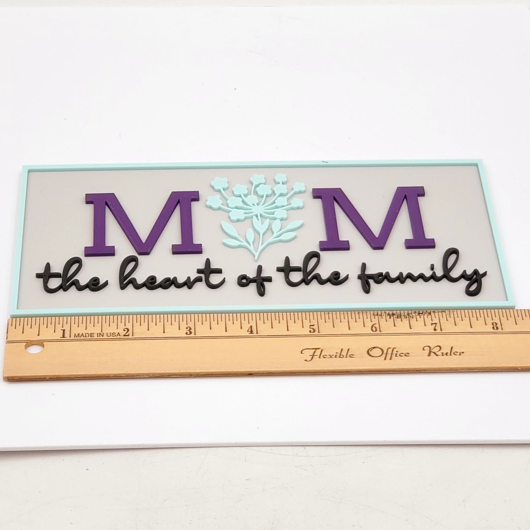 Mom the Heart of the Family Sign 3D Printed