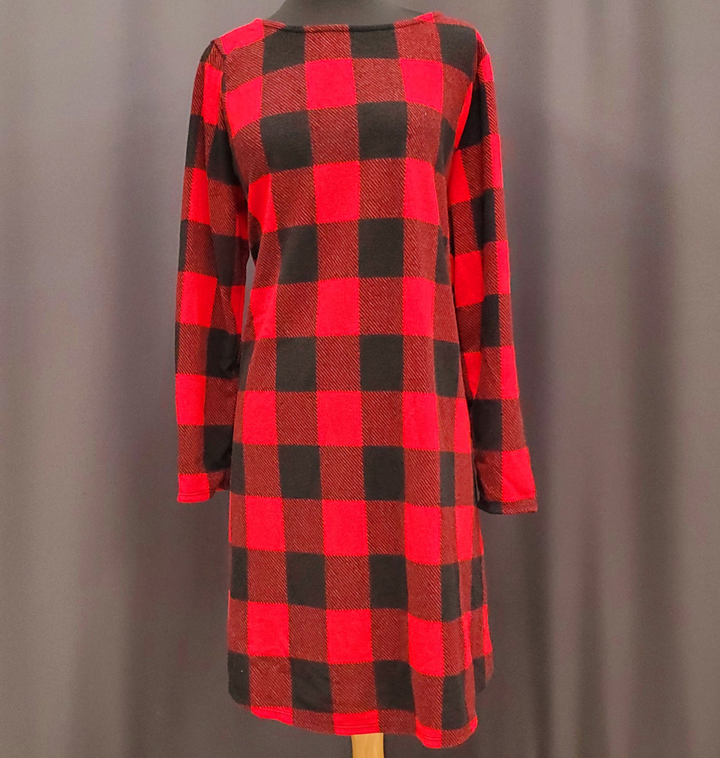 Plus Size Plaid Swing Dress-Black/Red-Size 1X