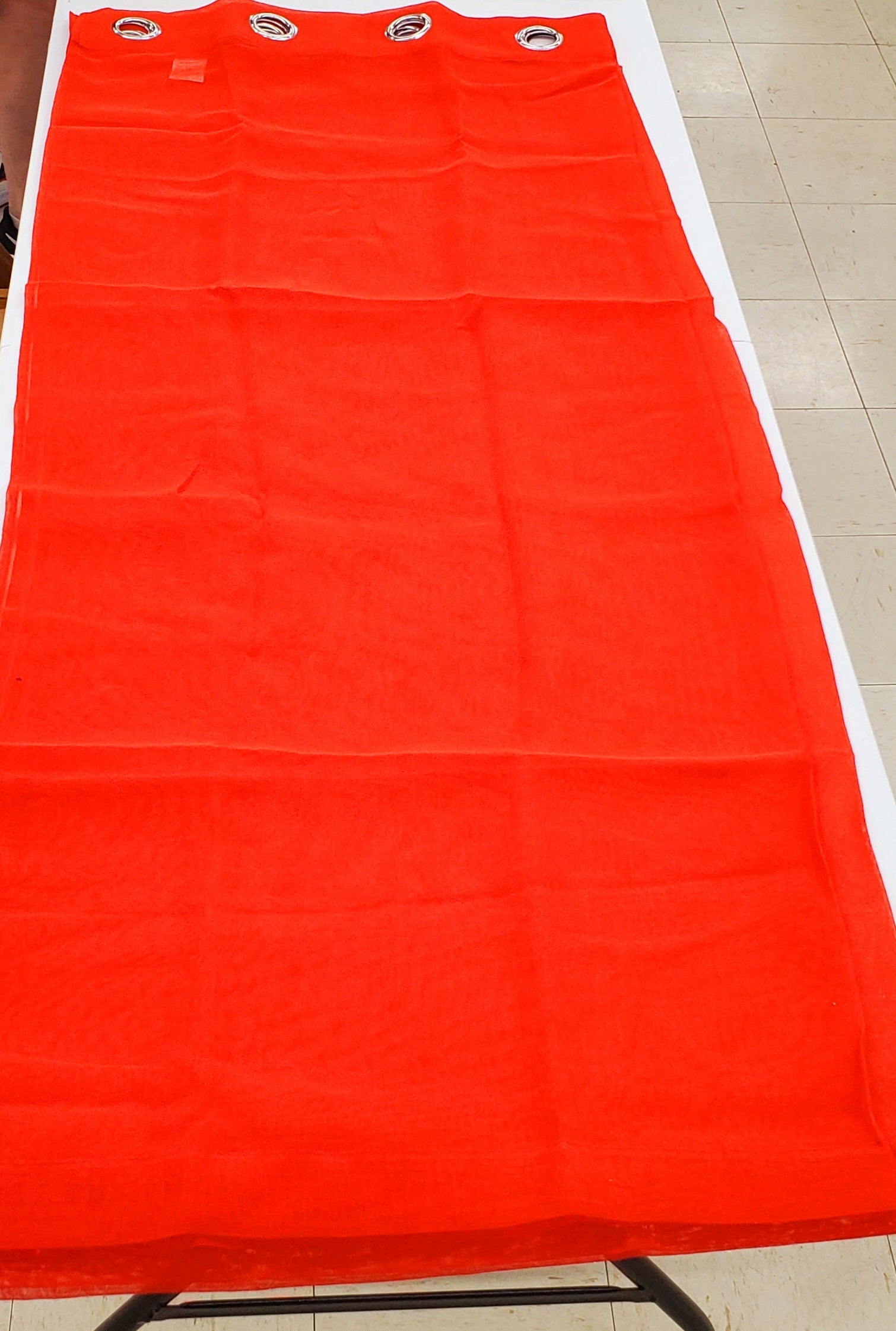 Faux Linen Sheer Curtains-Red- 4 Panels each 26" x 63"