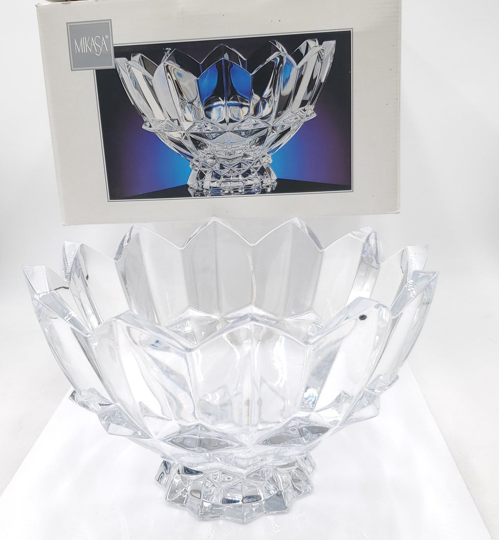 Vintage Heavy  Mikasa Diamond Point Lead Crystal Bowl