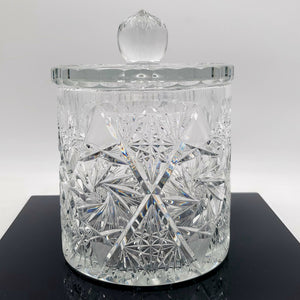 Antique Cut Crystal Pinwheel Star Biscuit Jar Ice Bucket