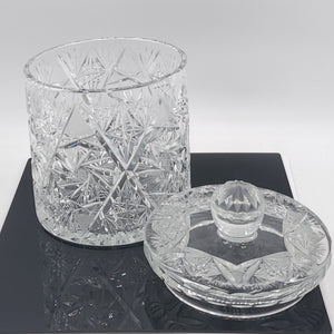 Antique Cut Crystal Pinwheel Star Biscuit Jar Ice Bucket