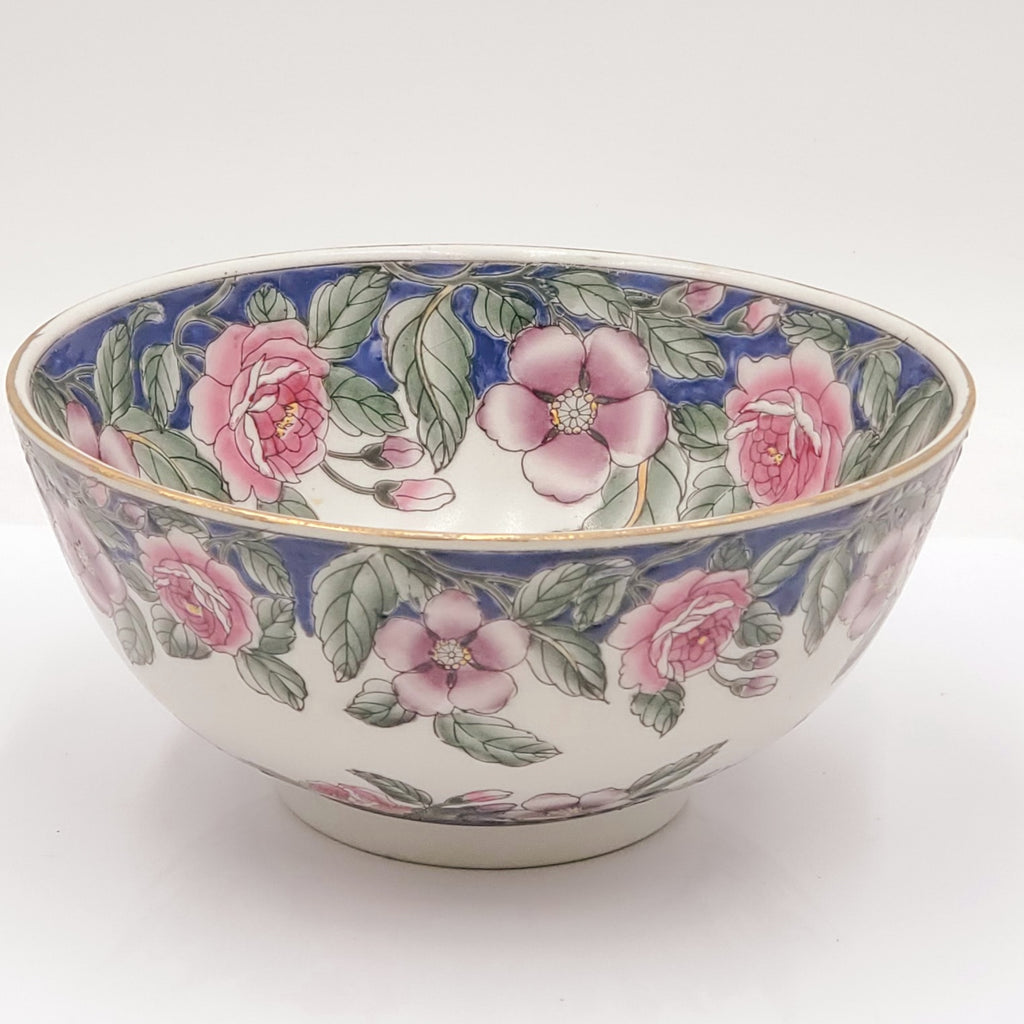 Vintage Andrea by Sadek Floral Hand Painted Embossed Gold Trim Bowl