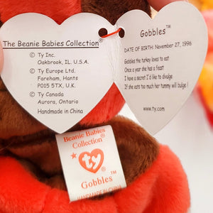 1996 Beanie Babies 2 Pack-Gobbles the Turkey and Strut the Rooster