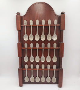 The Craftsmen of America Spoon Collection-Issued in limited edition by The Franklin Mint in 1977-Pewter Spoons- Come with Display Shelf