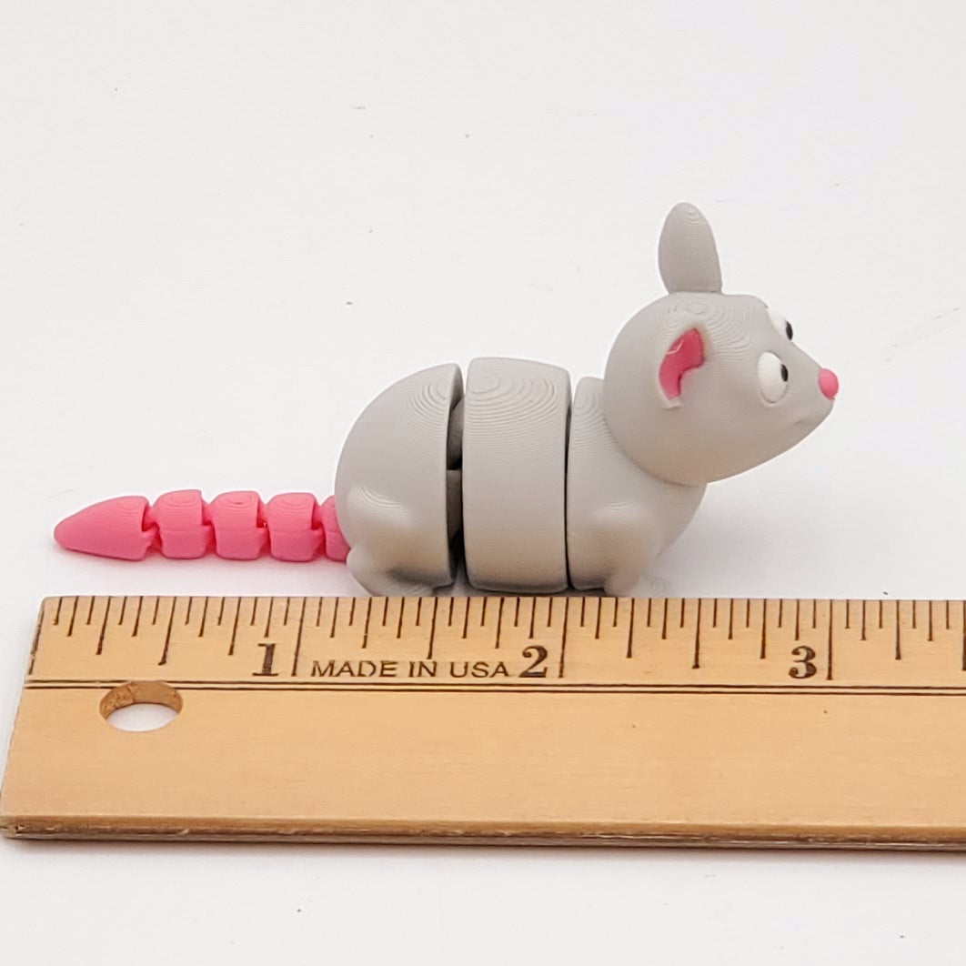 Grey/Pink Rat Pocket Pet-3D