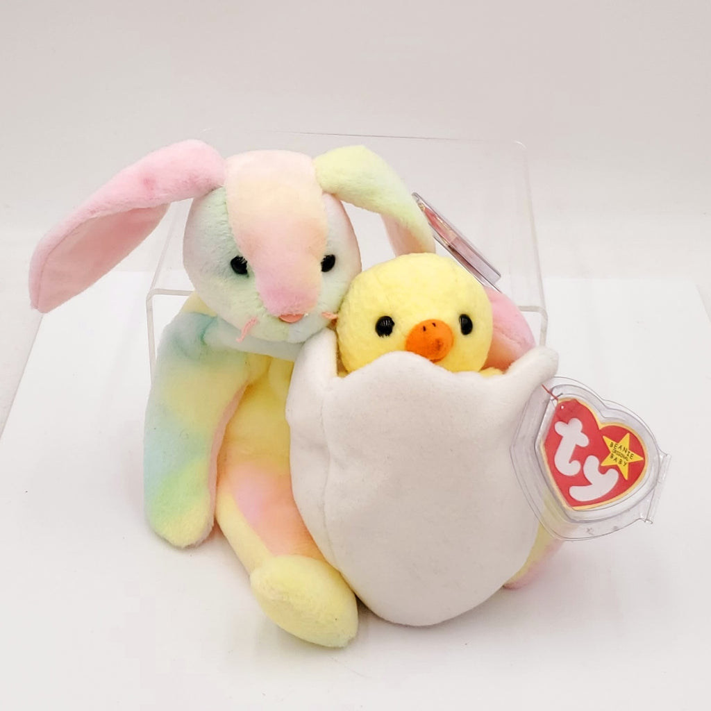 1998 Beanie Babies 2 Pack- Hippie the Bunny and Eggbert the Chick