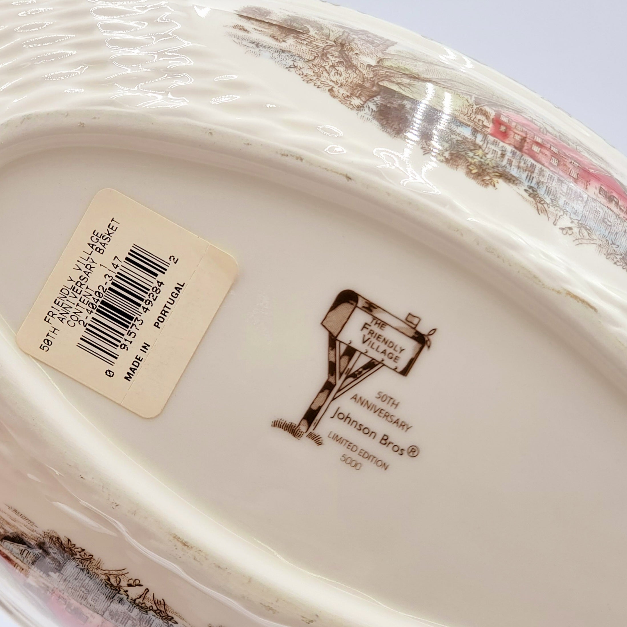Limited Edition Johnson Brothers Friendly Village 50th Anniversary 11" Handled Basket